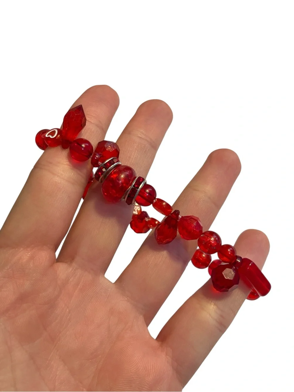 🍭5 for $20🍭 Red Acrylic Crystal Beaded Stretch Bracelet CC M